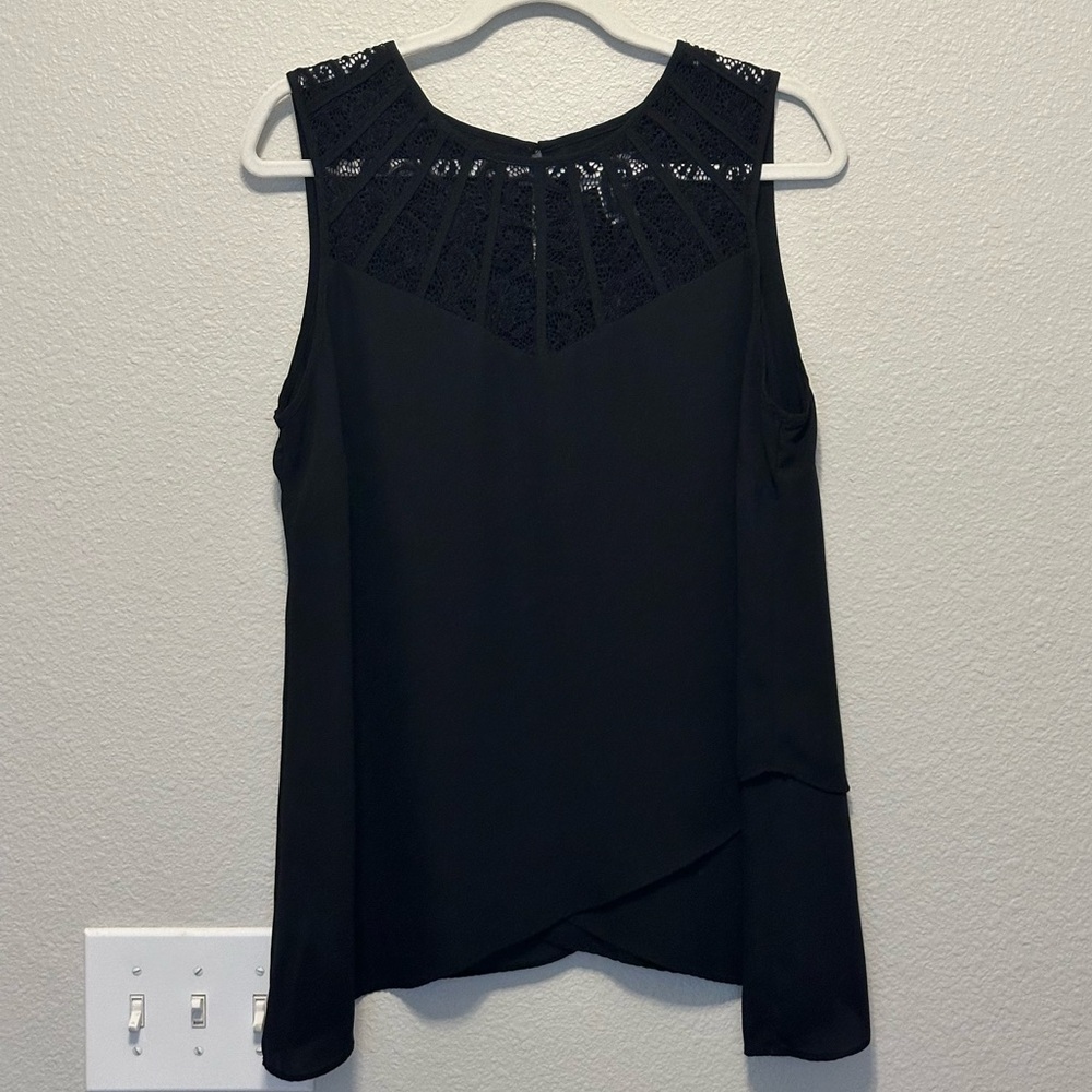 Carmen Marc Valvo Sleeveless Tank Top Black Blouse Size L